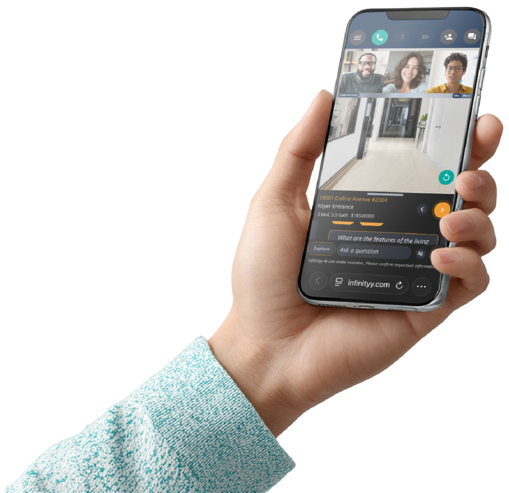 Person holding an iPhone while using Infinityy